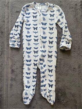 Kate Quinn Blue Butterfly Zip Front Footed One-Piece